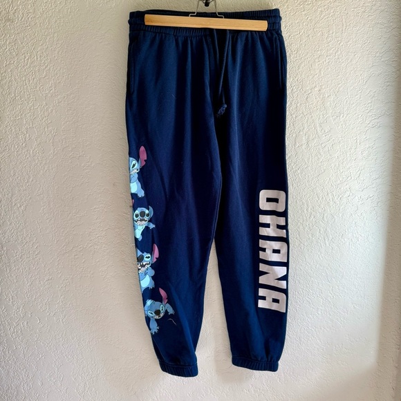 Disney Stitch Ohana Navy Sweatpants Women’s Size Large - Picture 1 of 9